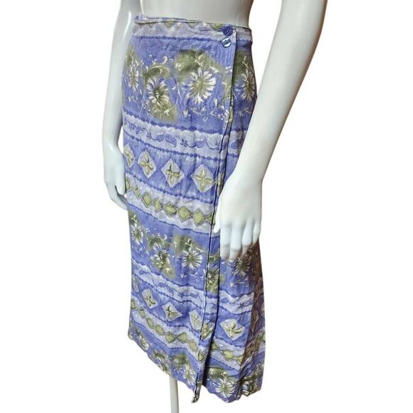 Vintage Alfred Dunner Purple & Green Floral Maxi Faux Wrap Skirt (22W) - Picture 1 of 4